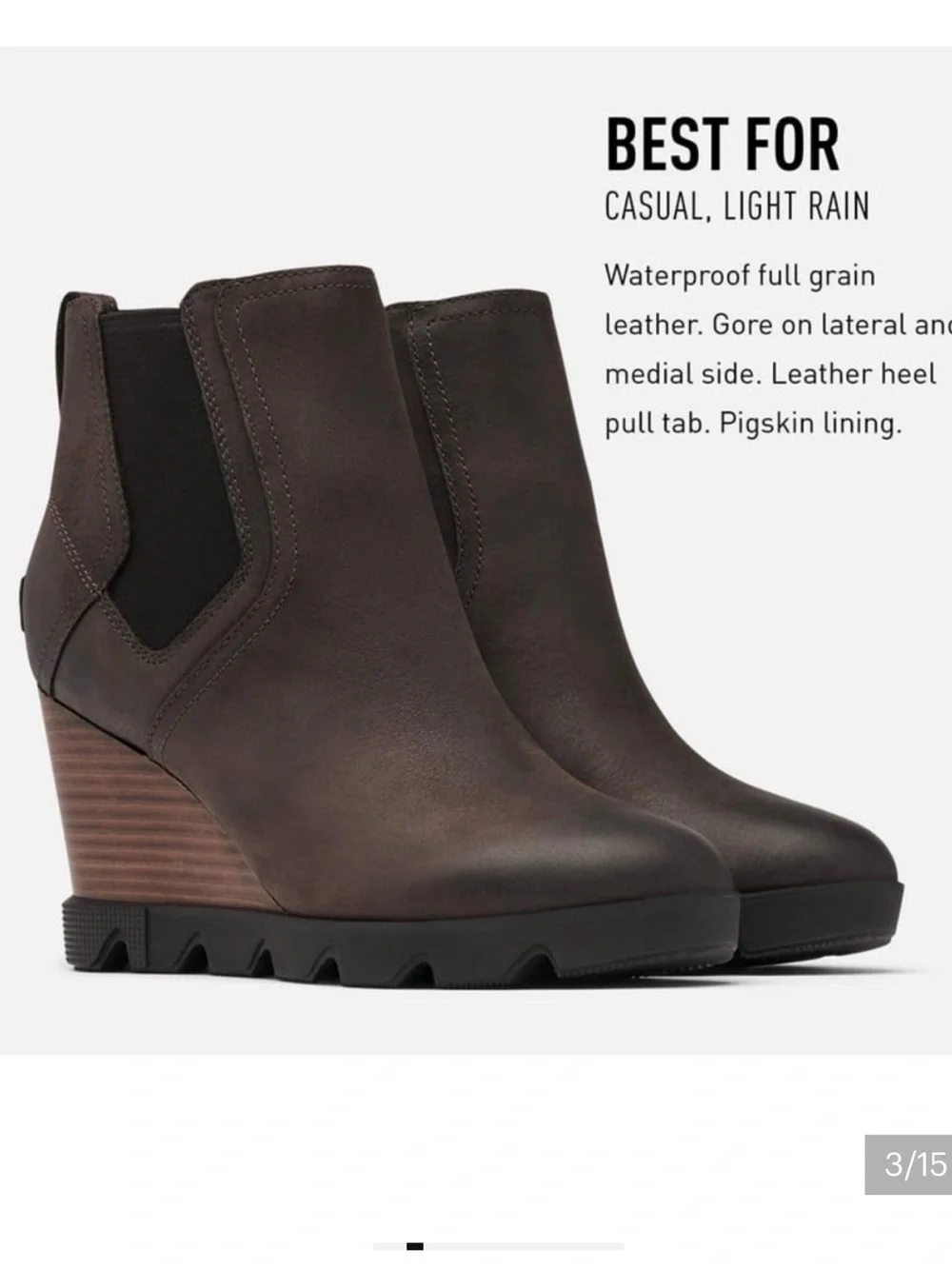 Sorel Leather Joan of Arctic Uptown Chelsea Wedge Boots